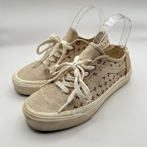 Vans Old Skool Sneakers Shoes Unisex M4.5/W6 Beige Canvas Thrashed‎ Hemp Cotton